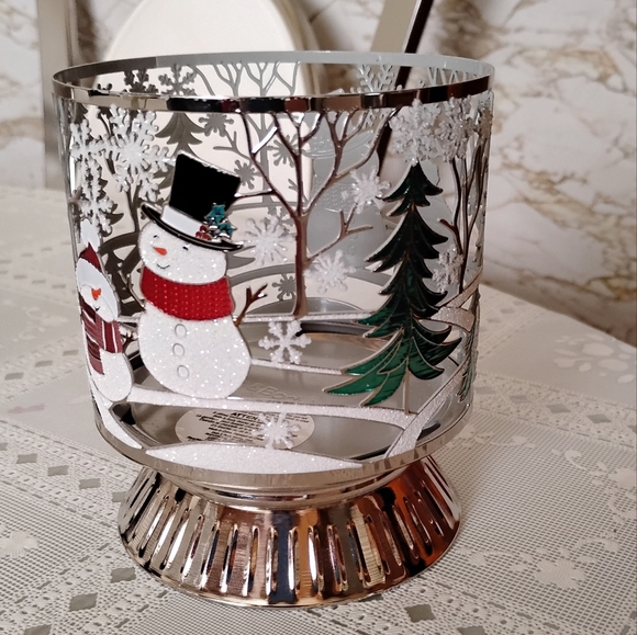 🆕 Bath & Body Works Happy Snowmen Scene 3-Wick Candle Holder, New - Picture 4 of 8